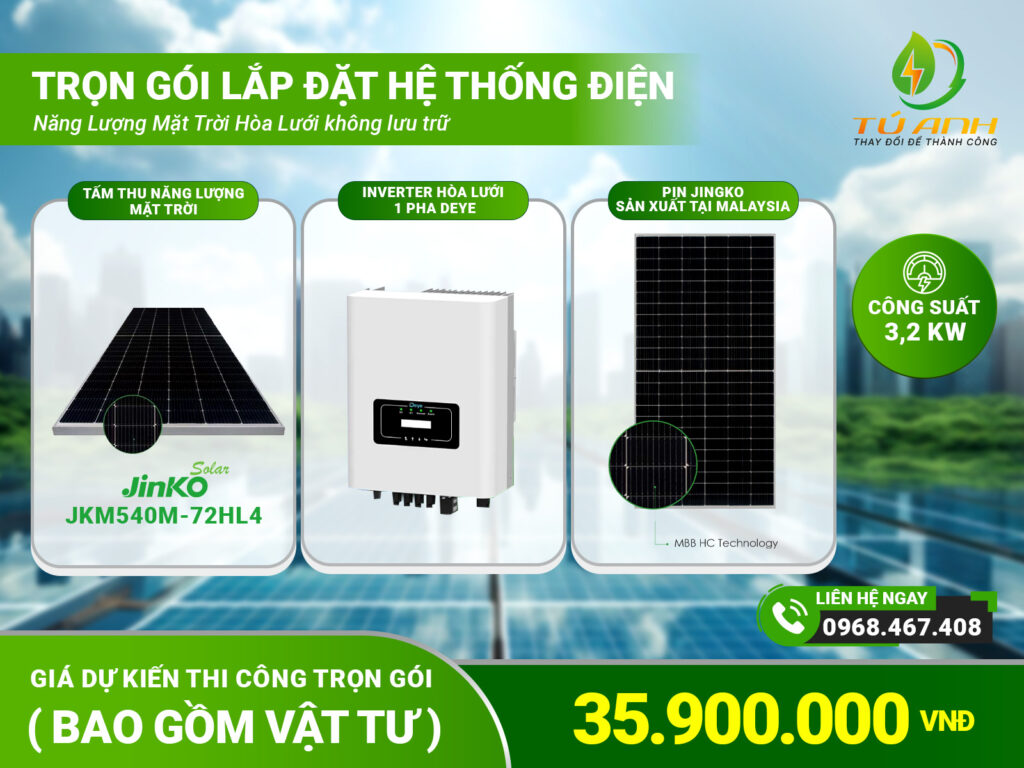 Gói lắp đặt hệ thống điện năng lượng mặt trời 35,9 triệu